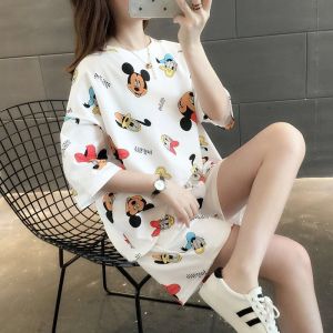 Casual Sportswear Suit Womens Summer Thin Plus Size Plus Size Ladies Fashion Trendy Anti-Aging Slimming Short Sleeve Pants Two-piece Set