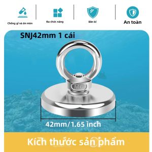 Nam Châm Tròn Siêu Bền D42mm Lực Hút Công Nghiệp Có Móc Treo Và Móc Nâng Dùng Cho Câu Cá