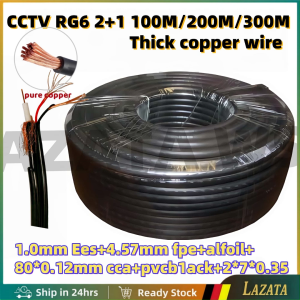 [Pure copper] siamese cable heavy duty cctv cables RG6 2+1 with Power cord 100 meter |200 meter | 300 meter