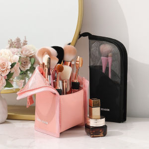 Makeup Brush Holder Bag Portable Travel Cosmetic Face Brushes Holder Soft Travel Essentials Organizer Holder Bag Organizer