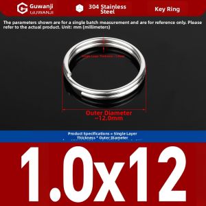 GUWANJI | Durable 304 Stainless Steel Keyring Circular Thick Flat Ring