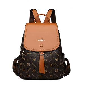 Leather Double Shoulder Bag Womens Large Capacity Casual Travel Backpack Fashionable 2025 New Style Rose Kangaroo Brand