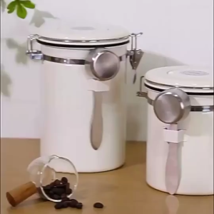 COOKSTON Coffee Bean Container Vacuum Storage With FREE Steel Spoon - Toples Kopi Bumbu Serbaguna Stainless 304