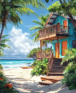 BILIBILI | Oil Painting By Numbers Kits Summer Seaside Vacation Landscape Number Drawing Canvas DIY Pictures By Numbers Home Decor