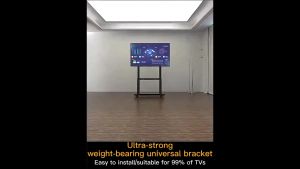 Mobile TV Stand with Wheels for 32-85 Inch TVs Equipped with Adjustable Angle and Height for Universal Compatibility Providing Convenient Mobility and Customized Viewing Options for Versatile Entertainment Setup.