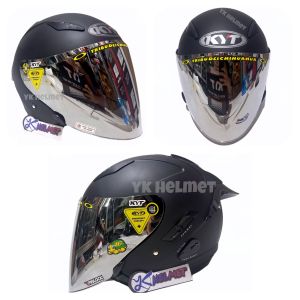 paket ganteng Helm KYT Galaxy solid Black doff flat visor iridium Venom