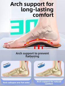JVBV | Arch Support Mens Leather Insoles Full-Length Arch Cushion Anti-Odor