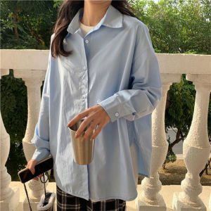 Korean Style Women New Style Baju Raya Retro Design Loose Long-Sleeved Satin Blouse Cotton Shirt for Women Lantern Sleeve Blouse Loose Version Large Size Seven-point Sleeves Shirt
