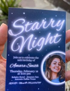 Starry Night Invitation Card - Under the Stars Debut 18th Birthday Invite - Personalized - Customized - 3R - 4R - 5R