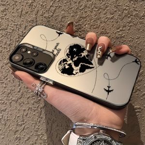 Love Heart World Map Airplane Print Phone Case For Samsung Galaxy A73 A72 A71 A56 A555 A54 A53 A52 A51 A50 Shockproof Back Cover