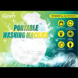 Portable Folding Washing Machine - 10L Capacity | Intelligent Timing | Blue Light Sterilization | Baby & Children | Mini Travel Essential