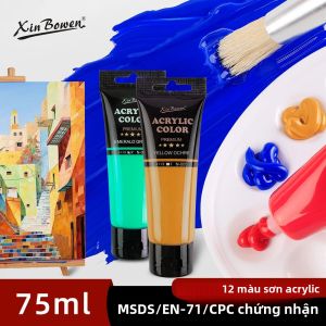 75Ml Acrylic Bộ Sơn Dùng Cho Tranh Treo Tường 12 Màu Chống Thấm Nước Chống Nắng Tự Làm Graffiti Dệt Nghệ Sĩ Tô Màu Chất Liệu