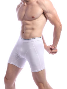กางเกงบ็อกเซอร์ชายผ้าฝ้ายแท้สีขาว ป้องกันการสึกหรอ ขากระชับ กางเกงบ็อกเซอร์ทรงแบน ทรงสี่เหลี่ยม กางเกงบ็อกเซอร์ทรงสี่เหลี่ยมสำหรับเยาวชน