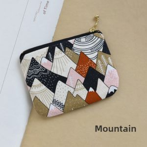 Korean Japanese Style Cotton Fabric Coin Storage Bag Womens Handheld Zipper Wallet Cartoon Hundred Yuan Cash Coin Pouch