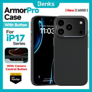 Benks Magnetic 600D ArmorPro Case with Camera Control Button for IPhone 17 Pro Max Air Shockproof Protection Kevlar Aramid Fiber Cover Casing Compatible with Magsafe