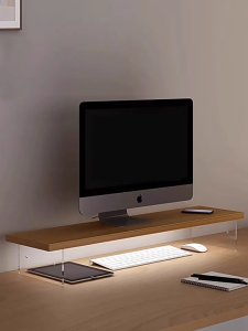 Multifunctional Acrylic Monitor Stand Wooden Monitor Stand Office Computer Monitor Space-Saving Storage Rack