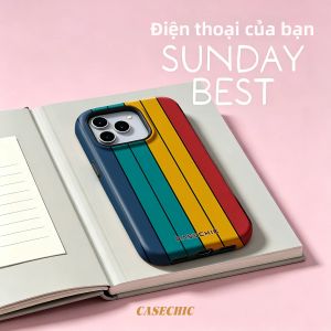 Potdemiel | Ốp Điện Thoại iPhone 17/16/15/14/13 Pro Max Họa Tiết Sọc Retro 2 Trong 1 Hoa Văn Sang Trọng Chống Sốc Từ Tính