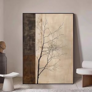 Retro Branch Decorative Artwork New Chinese Style High-End Sensation Floor Standing Painting for Hallway Entrance Living Room