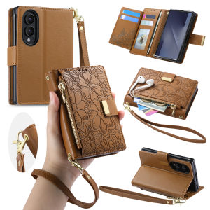 Wrist Strap Zipper Wallet with Card Slot Holder Phone Case For Samsung Galaxy Z Fold 8 Ultra Fold8 PU Leather Protective Cover