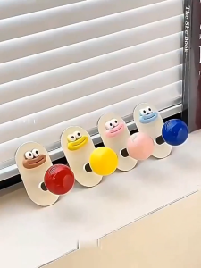 FR-C1426 Gantungan Tempel Dinding Dengan Motif Bulat Karakter Lucu / Gantungan Pakaian Tas Baju