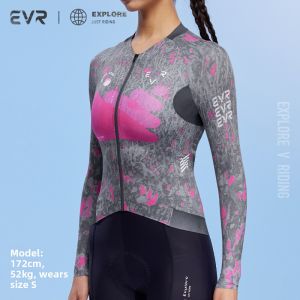 evr | EVR Womens Long Sleeve Cycling Clothing Breathable High Elasticity Quick Dry Road Bicycle Top Autumn Season Sun Protection Sweat Wicking