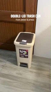 8-20L Trash Can With Cover Press-Type Trash Bin With Foot Pedal Kitchen Bathroom Garbage Bin