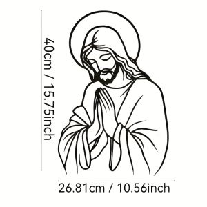 CIFbuy | CIFBUY Iron Art Wall Decor Minimalist Praying Hands Religious Decoration Laser Cut Jesus Pattern Modern Christian Home Decor Liv