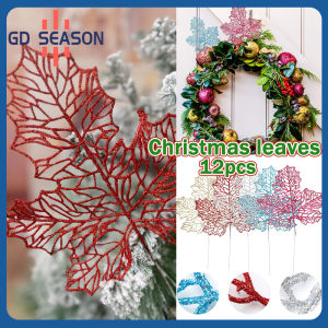 12pcs Christmas Tree Decoration Leaves Maple Christmas Tree Leaves Artificial Flower Decoration