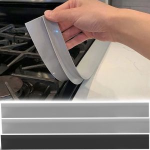 แถบช่องว่างซิลิโคน2ชิ้นเตาแก๊สห้องครัวแถบปิดครัวป้องกันน้ำมันกันเปื้อนแถบแทรกผนึกซิลิโคน
