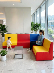 Sleek and Comfortable Public Reception Long Bench