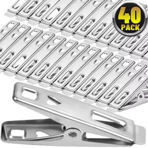 40PCS Stainless Steel Clothespins Washing Line Anti-slip Drying Clip Windproof Metal Clothespin Sealing Clips Hanging Photos Hanger