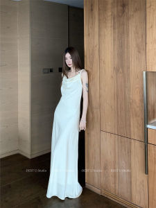 Best U French Style Temperament Black Dress Womens Summer New Arrival Fancy Easiest for Match Swing Collar Strap Long Dress