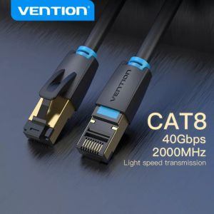 Vention Cat8 Ethernet Cable 2000MHz STTP 40Gbps Super Speed RJ45 Network Cable Gold Plated Connector For Router Internet PC Laptop PS3 PS4 XBox CAT 8 Lan Cable