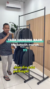 FINSSO Tara 2 Layer Strong Steel Structure Hanging Organizer Rack/ Large Laundry Rack/Cloth Clothes Rack/Hanger Baju