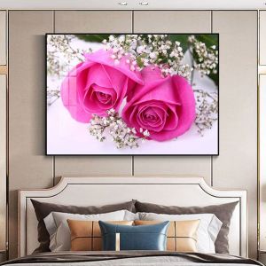 Modern Simplicity Bedroom Wall Art Crystal Porcelain Rose Landscape Decorative Painting Living Room Wall Hanging Pictures