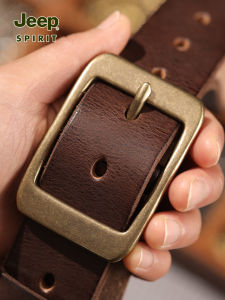 JEEP SPIRIT | Leather Belt for Men Vintage Style Solid Copper Buckle Genuine Leather
