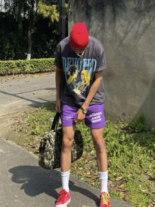 Loose Basketball Fitness Shorts Mens American Street Style Sporty Mesh Breathable Printed Four-Footed Summer Casual Shorts