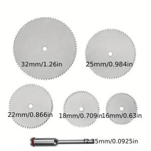 6pcs Mini Circular Saw Blade Set Stainless Steel Metal-Cutting Tool Discs 3mm Linkage Dremel Accessories For Cutting Wood Metal