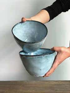 Thickened Japanese Style Ceramic Bowl Matte Colorful Salad Bowl Restaurant Noodles Soup Bowl Family Use Heavy Duty Dining Utensils