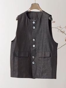 QINGNAER | Retro Utility Style Minimalist Plus Size Sleeveless Vest