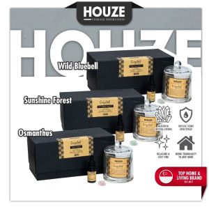 HOUZE - Premium Crystal Diffuser - Sunshine Forest | Wild Bluebell | Diffuser With Essential Oil