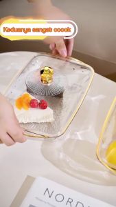 Inaso Wadah Saji Makanan Dengan Tutup Transparan Tempat Nampan Piring Buah Estetik HSB857