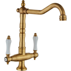 JUNSHEN | French Antique Brass Faucet Hot and Cold Rotatable
