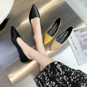 Giày Đế Bằng Mũi Nhọn Đế Thấp Thời Trang Công Sở Mùa Xuân 2022 Cho Nữ Giày Đơn Đế Bằng Đế Cao Su PU