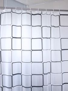 ม่านห้องน้ำ 180x180 ซม. ผ้าม่านห้องน้ำ ม่านกันน้ำ มีตะขอ C-Hook แถมให้ 12 ตัว กันสายตา กันน้ำ กันเชื้อรา