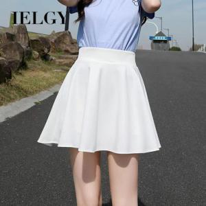 IELGY Summer White Short Skirt High Waist Large Size All-Match Pleated Skirt