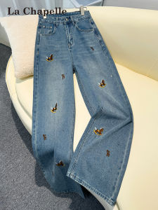 La Chapelle | Quần Jeans Đính Hột Xoàn Thêu Slim Straight Cao