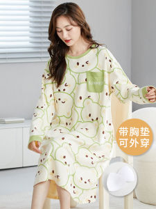 Feiyan Naji ความยาวกลางแขนยาวชุดนอนผู้หญิงผ้าฝ้ายการ์ตูนแอนิเมชั่นพิมพ์ Crewneck Homewear เหมาะสําหรับฤดูใบไม้ร่วง
