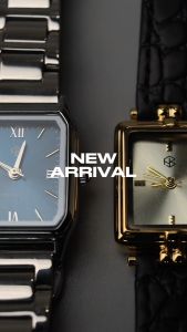 HB Jewelry ORVALEN Black Leather Square Watch for Women Gold Dial Minimalist Formal Business Office Wear Water Resistant Battery Operated Non Tarnish Hypoallergenic
