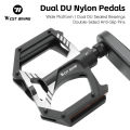 WEST BIKING Dual DU Nylon Bike Pedals Anti Slip Sealed Bearings Bicycle Pedal Wear Resistant Wide Platform Cycling Pedals. 